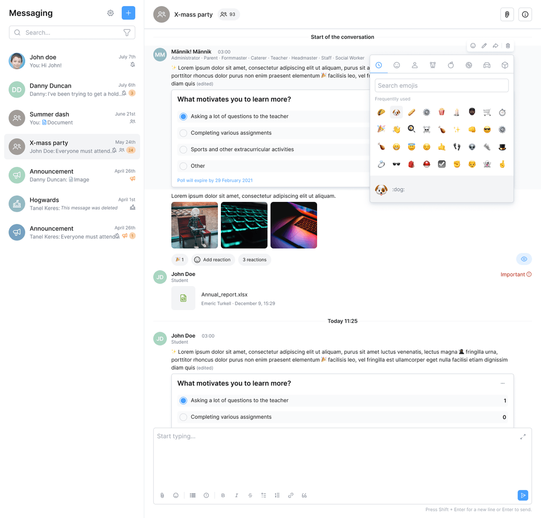 eKool K12 education platform — Vue.js dashboard for students, teachers, and parents