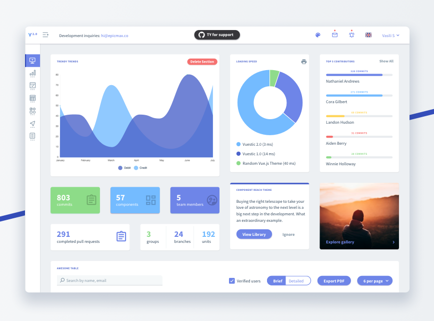 Epicmax team working on Vuestic Admin