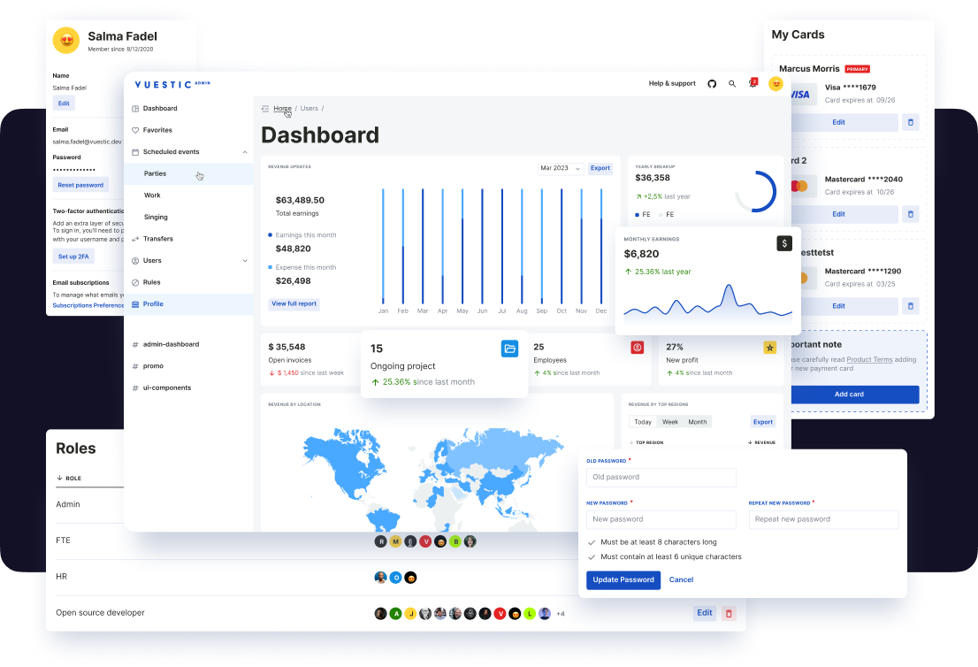 Vuestic Admin, an open-source dashboard built with Vue 3